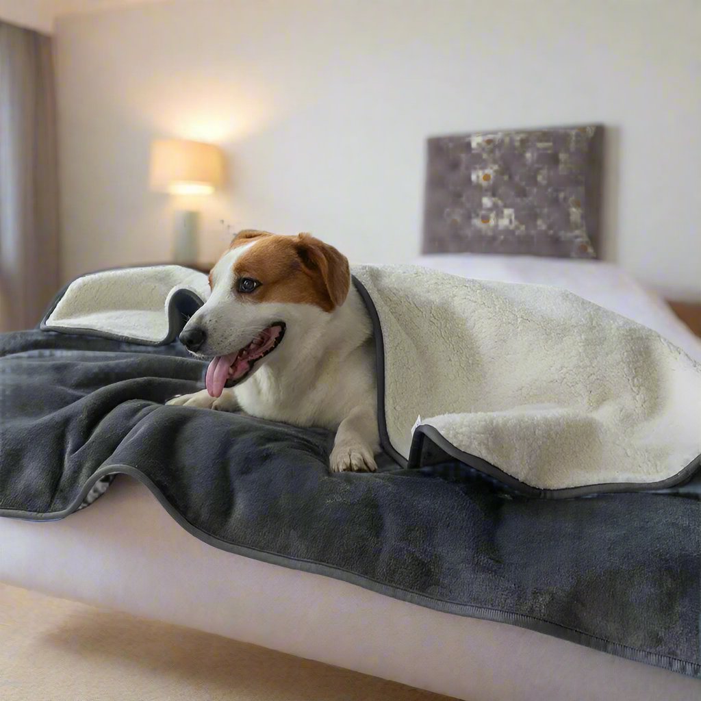 PawfectFriend Waterproof Reversible Dog Blanket Cozy Washable Pet Bed Cover for Home or Travel 