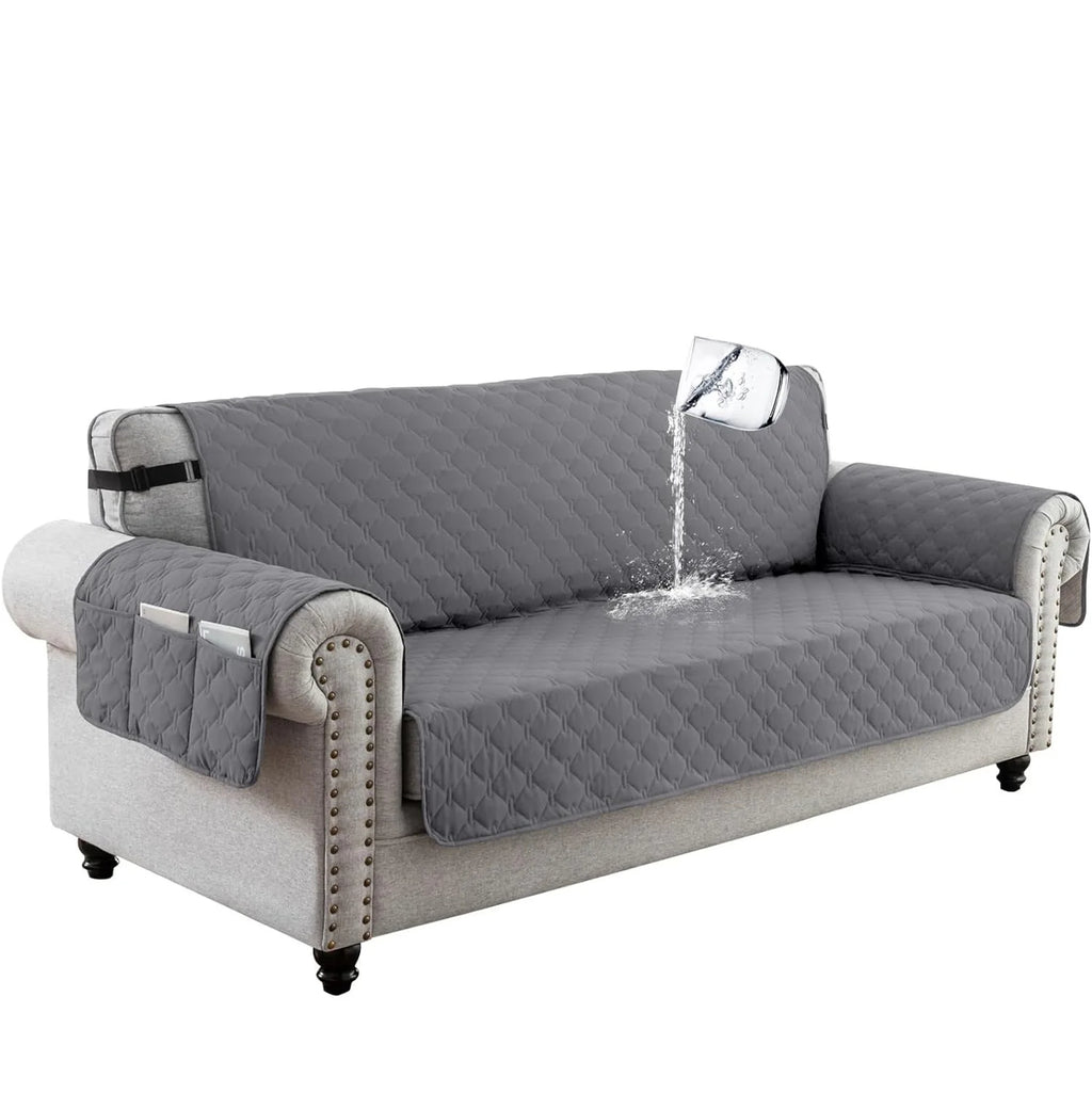 Gray sofa cover on a white background